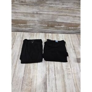 Ann Taylor Womens Black Long Sleeve Top Bundle Mesh Sleeve Textured Bell M